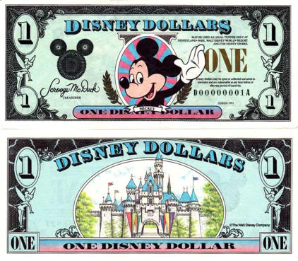 1991 $1 Disney Dollar