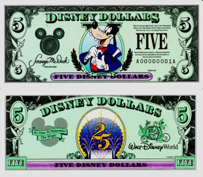 1997 $5 Disney Dollar