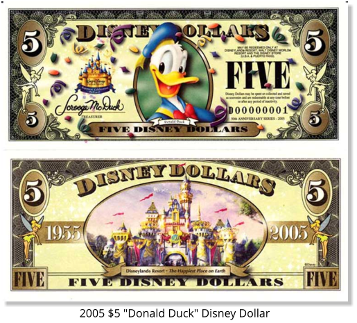 2005 $5 Disney Dollar