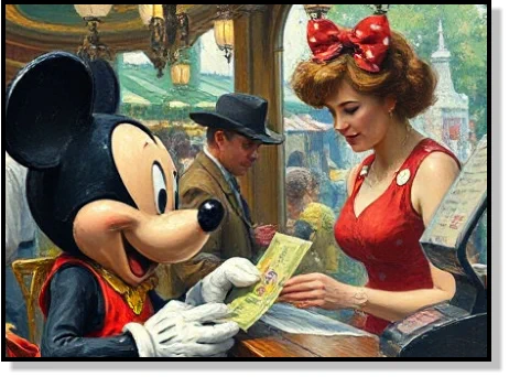 Ai art - Impressionism - Mickey giving change