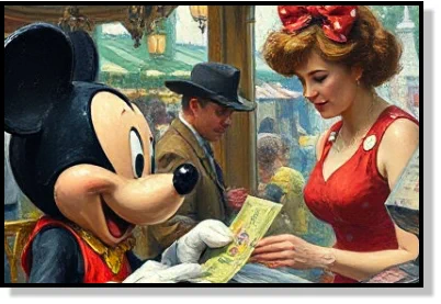 Ai art - Impressionism - Mickey giving change