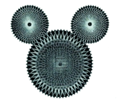 Mickey Mouse shaped currency logo.  With embedded "D"