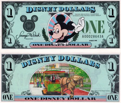 1988 $1 Disney Dollar Series "A"