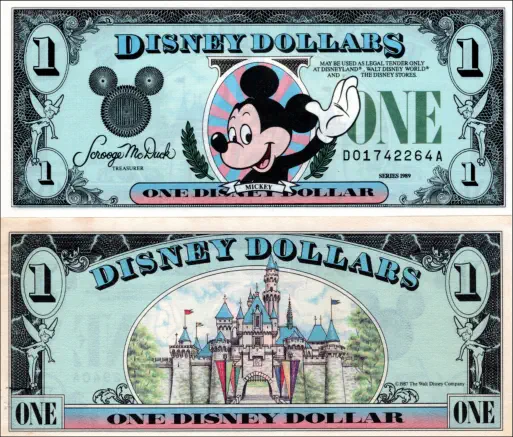 1989 $1 Disney Dollar Series "D"