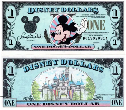 1990 $1 Disney Dollar Series "D"