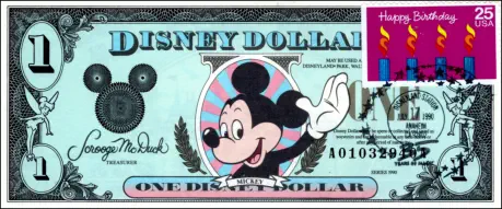 35th Anniversary USPS ink Stamp on 1990 $1