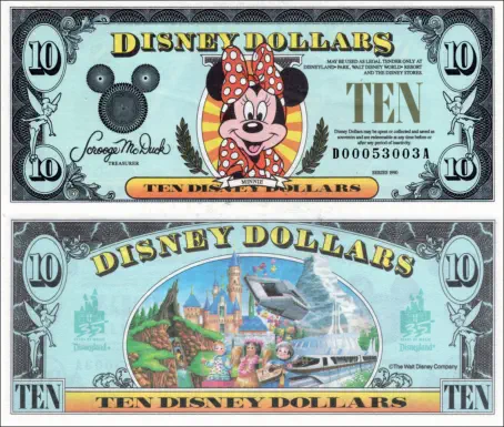 1990 $10 Disney Dollar Series "D"