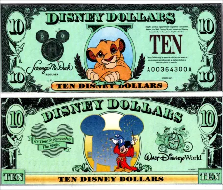 1997 $10 Disney Dollar Series "A”
