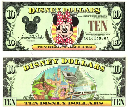1998 $10 Disney Dollar Series "A”