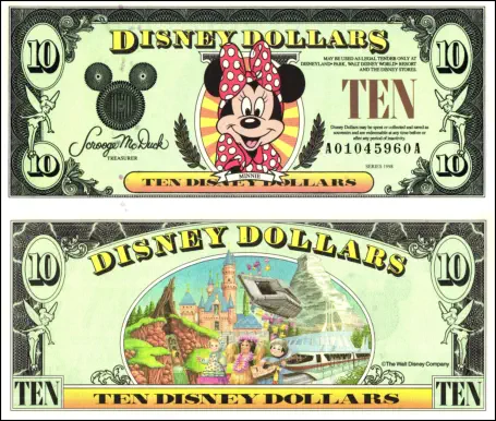 1998 $10 Disney Dollar Series "A”