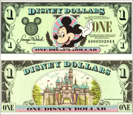 1999 $1 Disney Dollar Series "A"