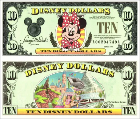 1999 $10 Disney Dollar Series "A”