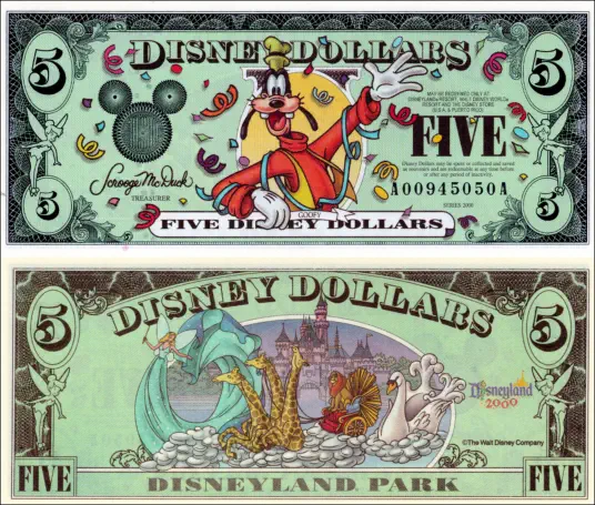 2000 $5 Disney Dollar Series "A" 