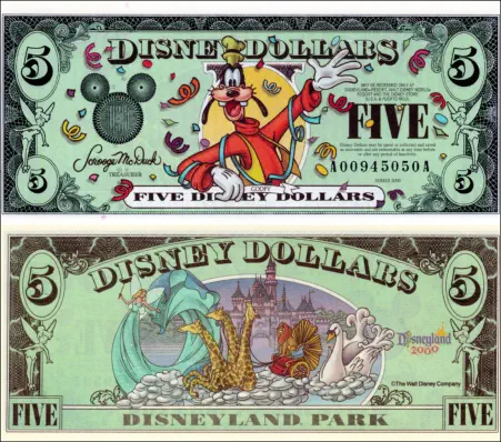 2000 $5 Disney Dollar Series "A" 