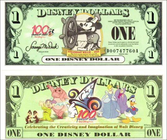 2002 $1 Disney Dollar Series "D"