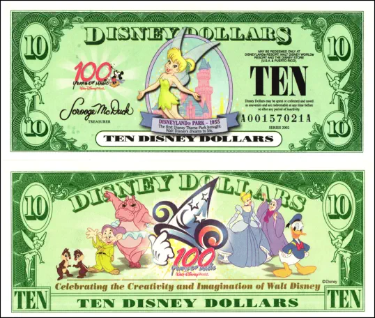 2002 $10 Disney Dollar Series "A”