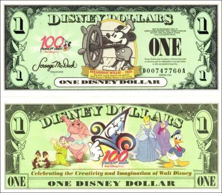2002 $1 Disney Dollar Series "D"