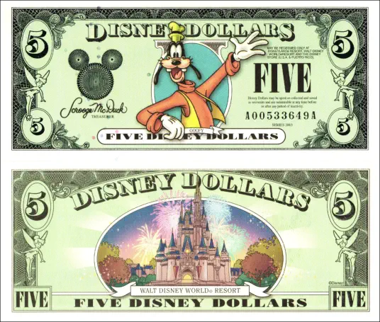 2003 $5 Disney Dollar Series "A" 
