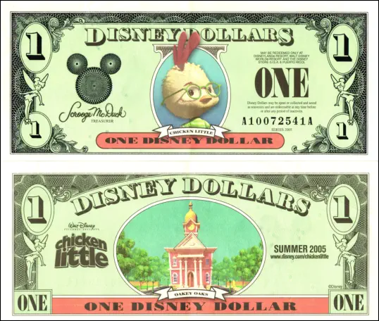 2005 $1 Disney Dollar “Chicken Little” Series "A”