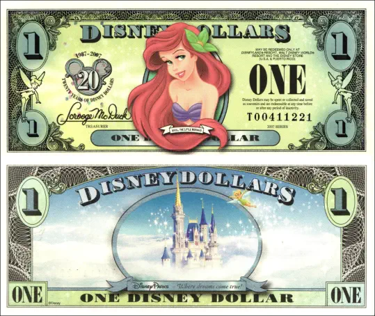 2007 $1 Disney Dollar Series "T"
