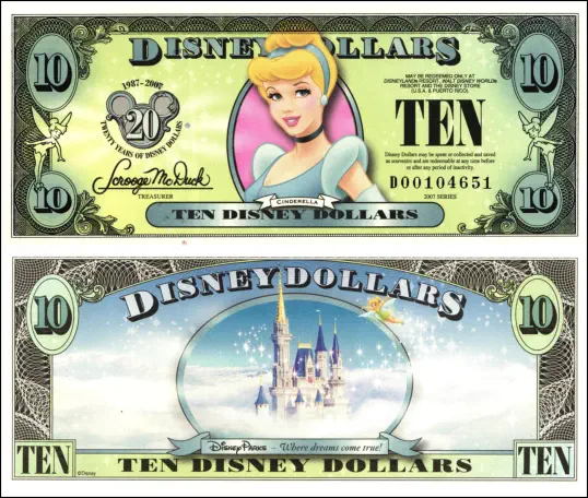 2007 $10 Disney Dollar Series "D"