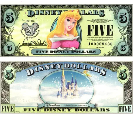2007 $5 Disney Dollar Series "A"