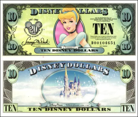 2007 $10 Disney Dollar Series "D"
