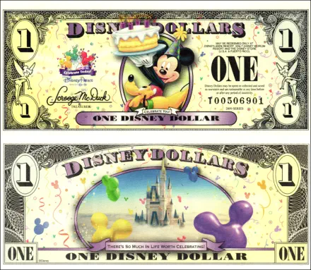 2009 $1 Disney Dollar Series “T”