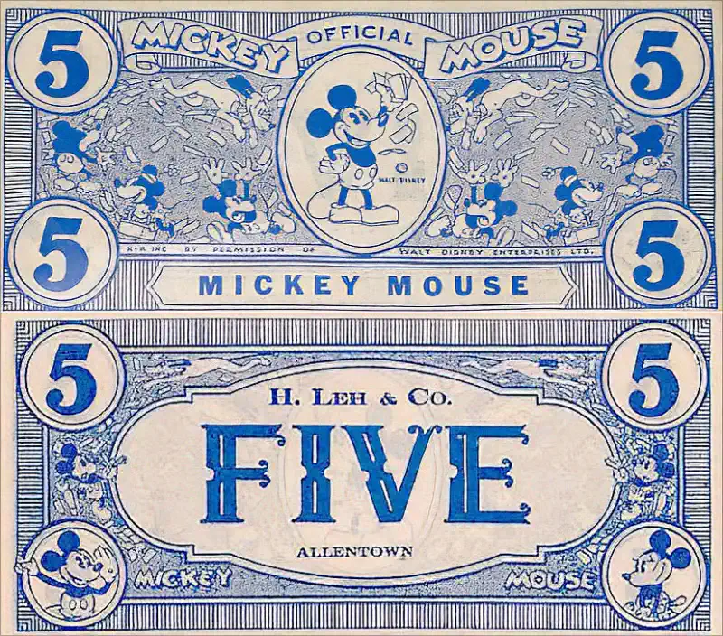 1933 Mickey Mouse Cones 5 cent “coupon” blue 