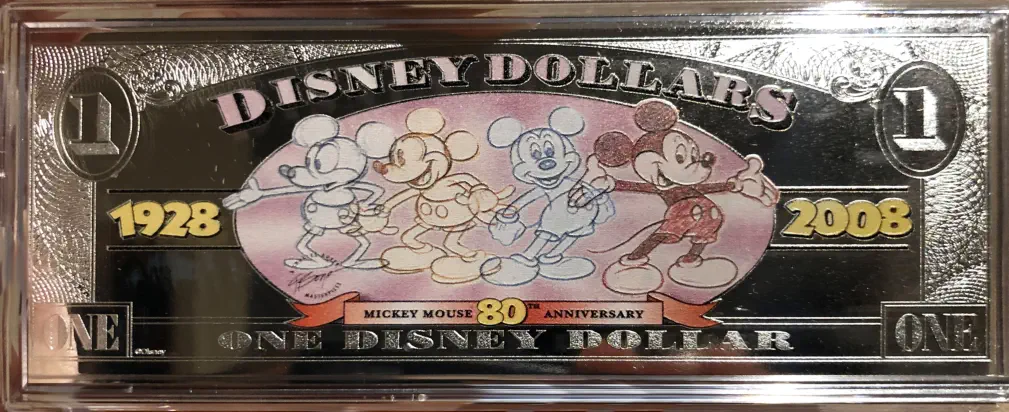 Back side of the Silver Disney Dollar 2008 replica