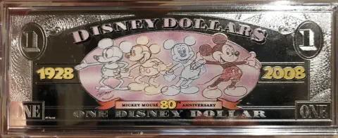 Back side of the Silver Disney Dollar 2008 replica