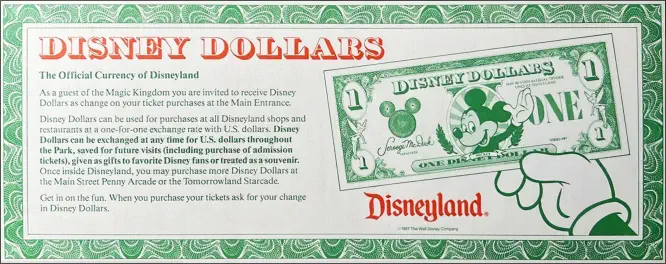 Obverse of Disneyland TODAY guide July 16th and 17th 1978 - Disney Dollar Advertisement