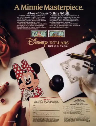 1990 Disney Dollar Advertisment - Disney News Magazine - Spring 1990 (page 3)