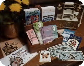 Brochures and Disney dollars picture from Sping 1989 Disney News