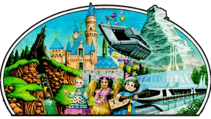 Reverse image of a 1995 $10 Disney Dollar "Disneyland backdrop"