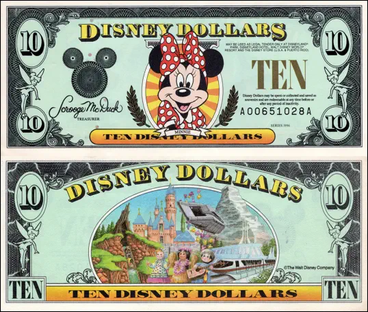1996 $10 Disney Dollar Series "A”