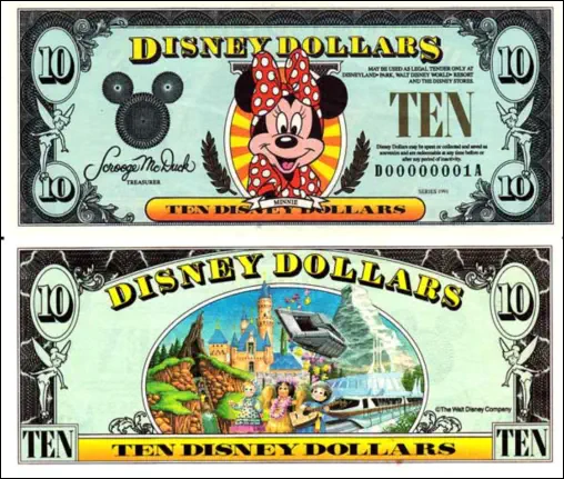 1991 $10 Disney Dollar Series "D"