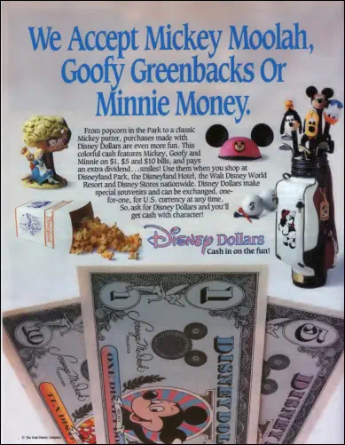 Disney News Magazine Summer 1991 Disney Dollar advertisement 
