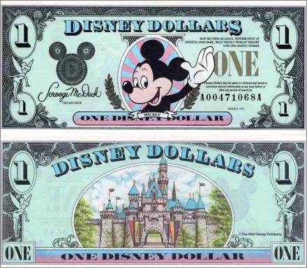 1991 $1 Disney Dollar Series "A"