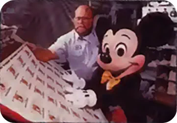 Mickey Mouse overseeing the 1993 Disney Dollar printing