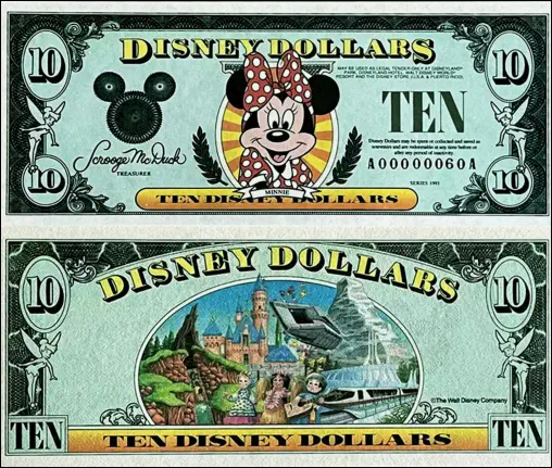 1993 $10 Disney Dollar Series "A"