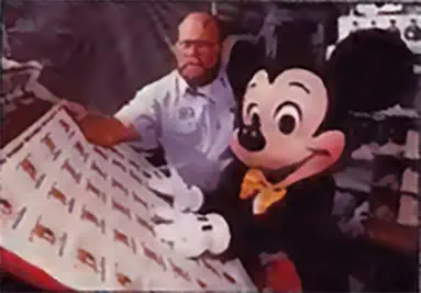 Mickey Mouse overseeing the 1993 Disney Dollar printing