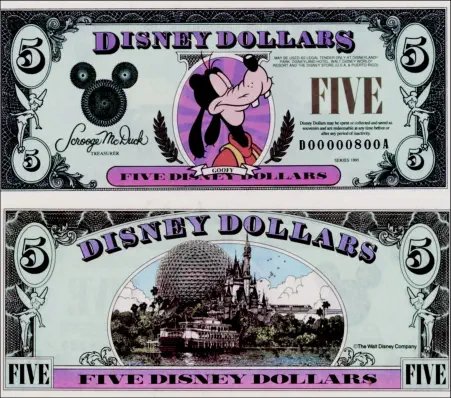 1993 $5 Disney Dollar Series "D"