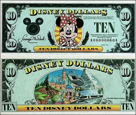 1993 $10 Disney Dollar Series "A"