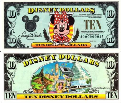 1994 $10 Disney Dollar Series "A”