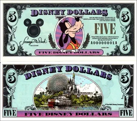 1994 $5 Disney Dollar Series "A" 