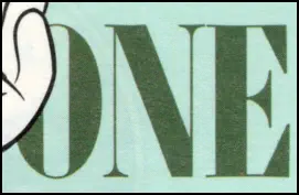 The word "ONE" representing the denomination