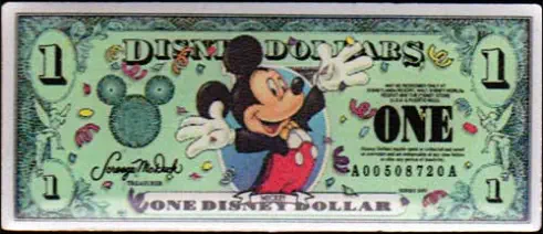Year 2000 $1 Disney Dollar Pin - FRONT