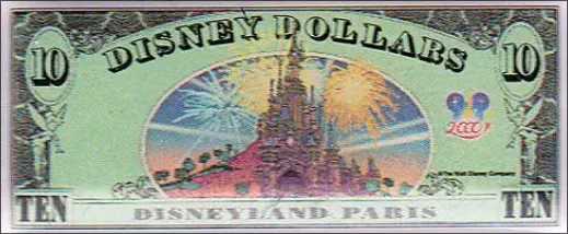 Year 2000 $10 Disney Dollar Pin - BACK
