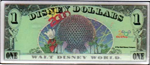Year 2000 $1 Disney Dollar Pin - BACK